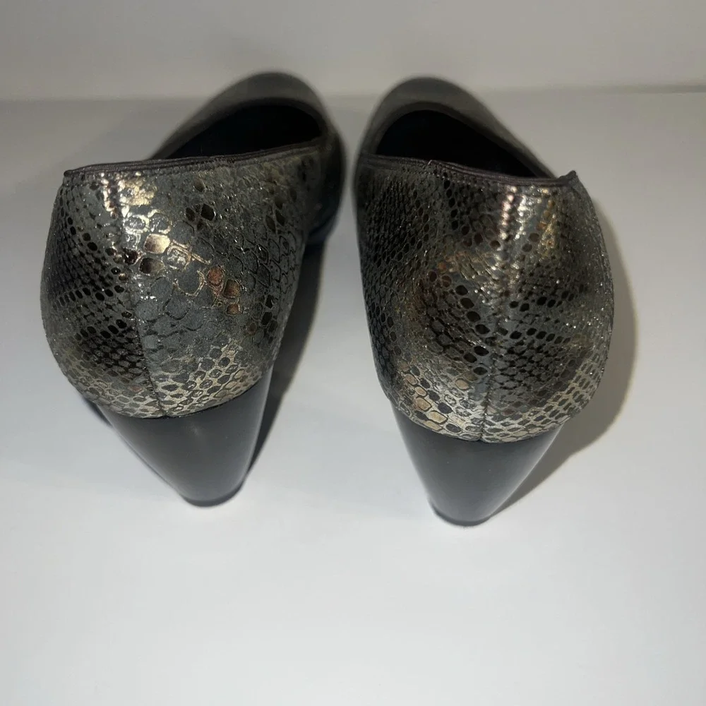 Office Coporate Kitten Block Heel Ara Ophelia Heels 9.5 Snake Skin Pump